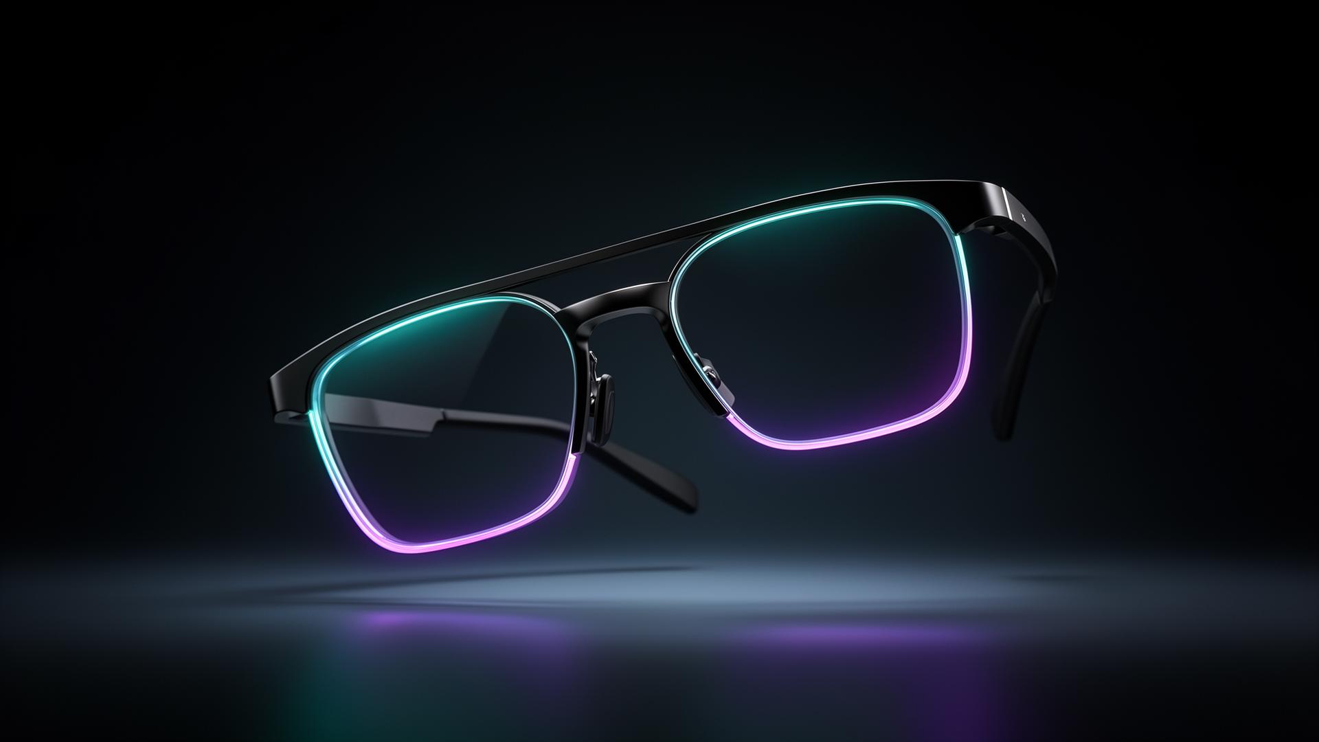 Rokid AI Glasses close-up with glowing neon aura